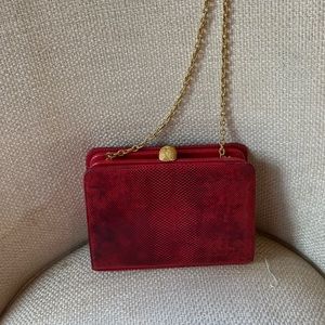 Kleinberg Sherrill Red Snakeskin Pattern Shoulderbag